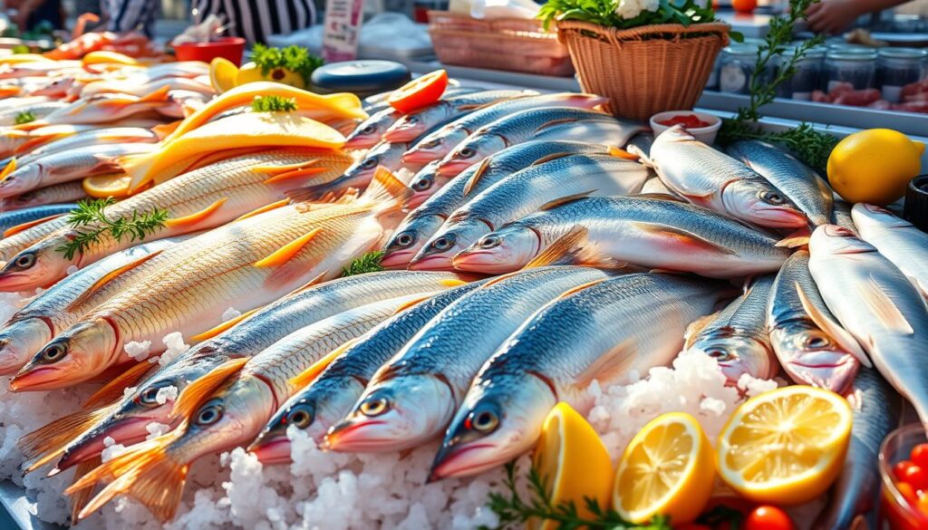 Fresh fish selection for frying