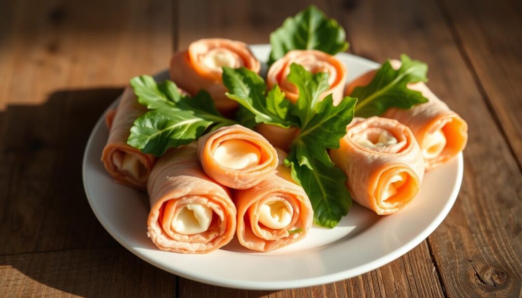 Keto-friendly turkey and cheese roll-ups