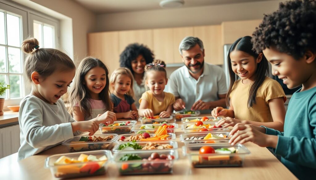 Kids Preparing Bento Box Lunches